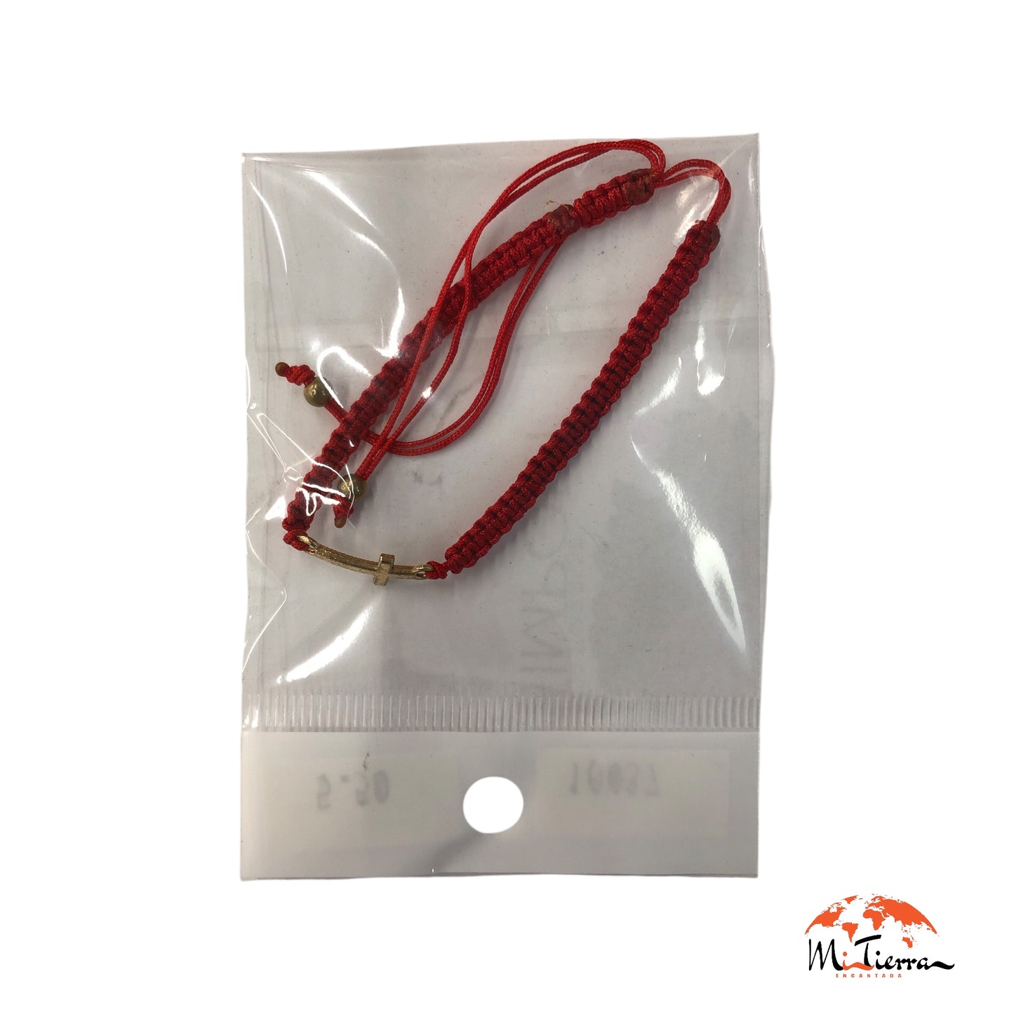Pulsera roja con cruz dorada
