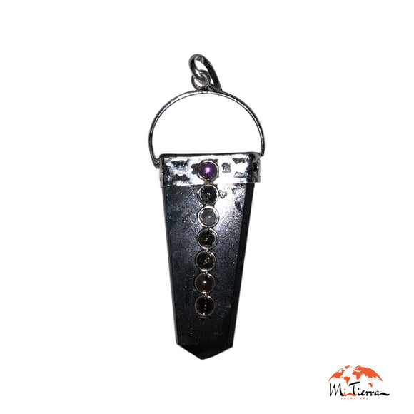 Colgante de ónix negro con 7 Chakras