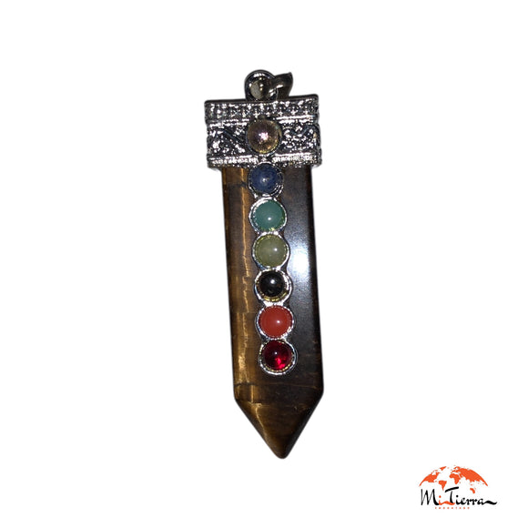 Colgante de ojo de tigre con 7 Chakras