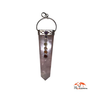 Colgante de cuarzo rosa con 7 Chakras