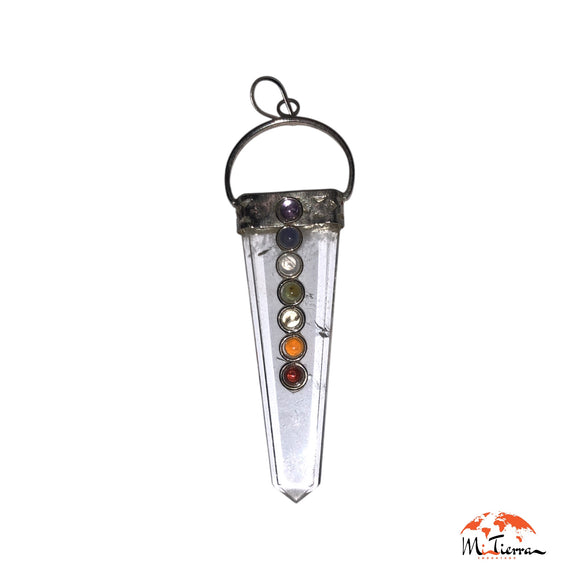 Colgante de cuarzo cristal con 7 Chakras