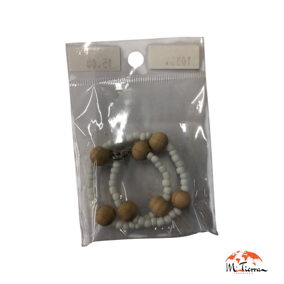Pulsera idde Obatala con bolas de madera