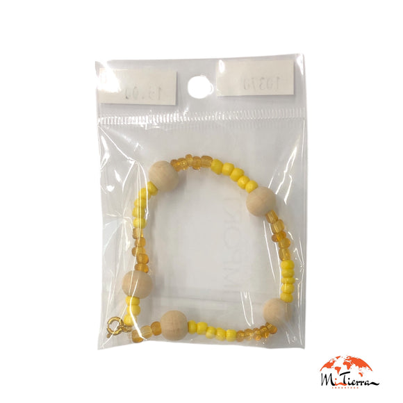 Pulsera idde Ochun con bolas de madera