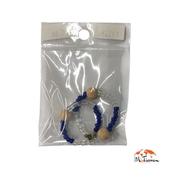 Pulsera idde Yemaya con bolas de madera