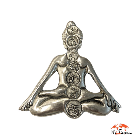 Quemador buda metal plateado