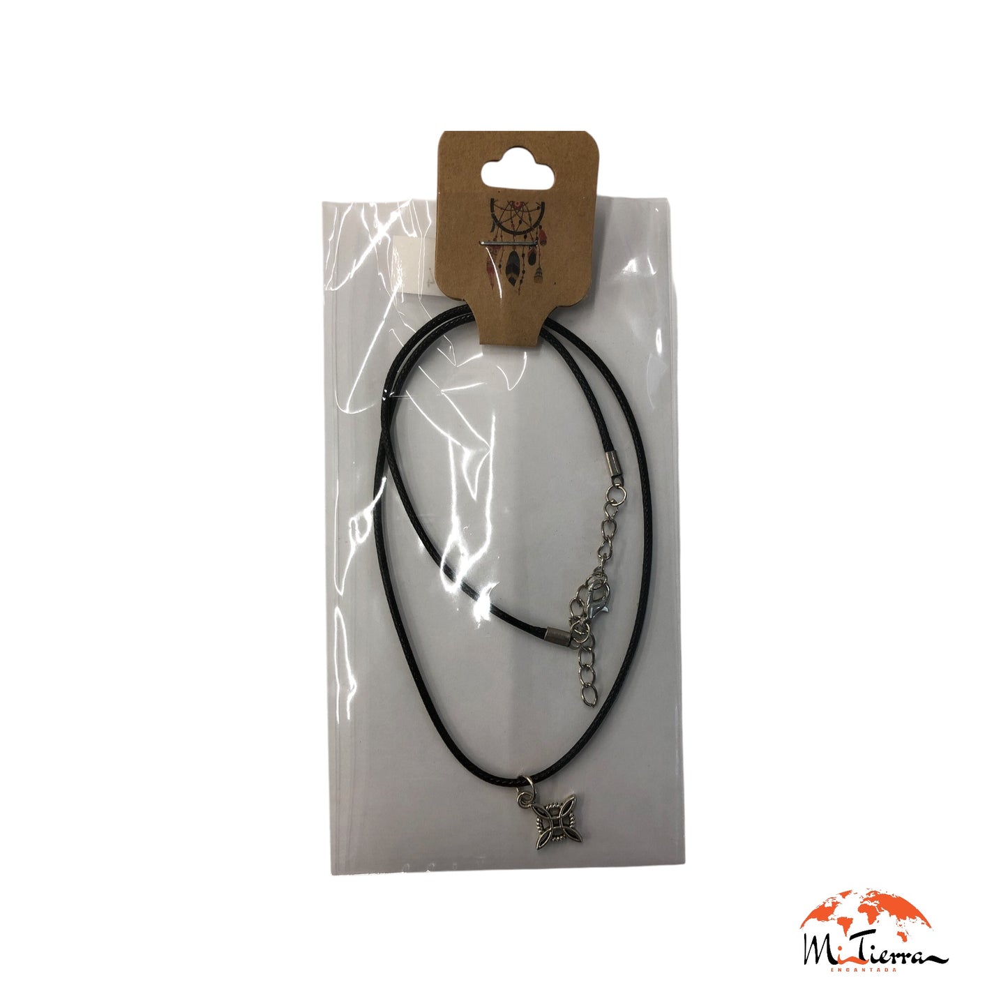 Colgante con Nudo de Bruja y cordón negro