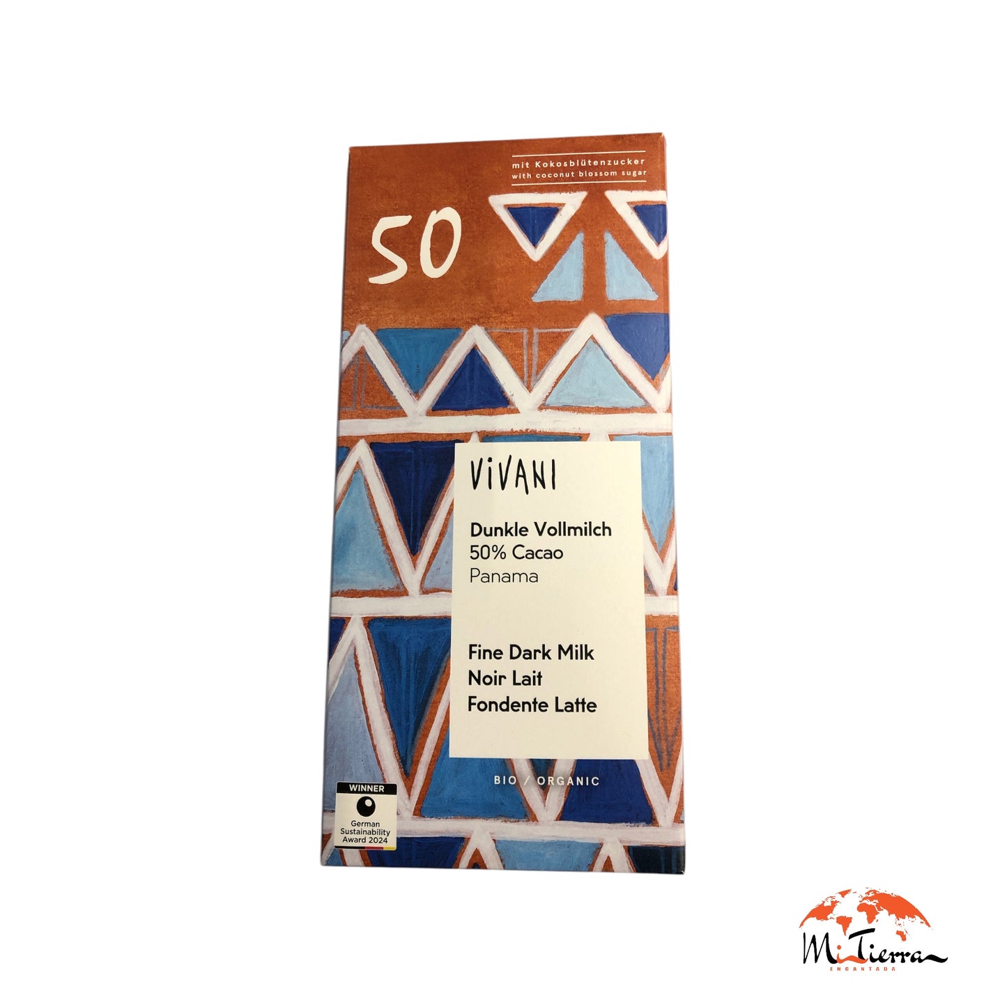 Chocolate con leche 50% co azúcar  de coco Bio 80 gr VIVANI