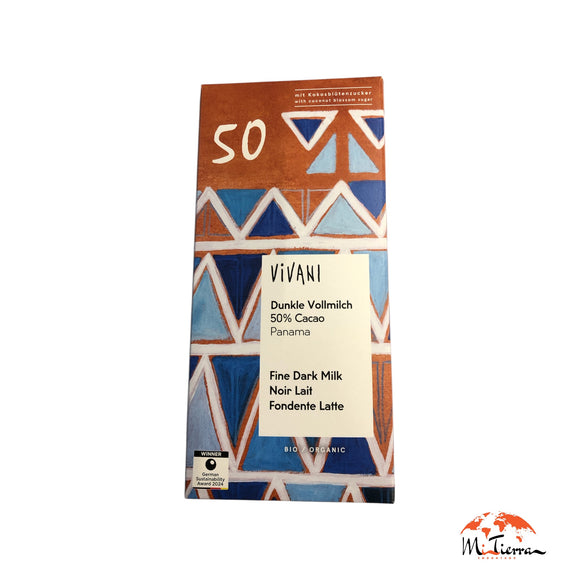 Chocolate con leche 50% co azúcar  de coco Bio 80 gr VIVANI