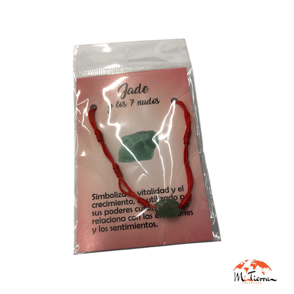 Pulsera 7 nudos roja con Jade
