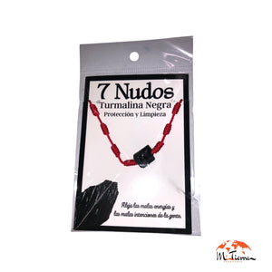 Pulsera 7 nudos roja con Turmalina negra