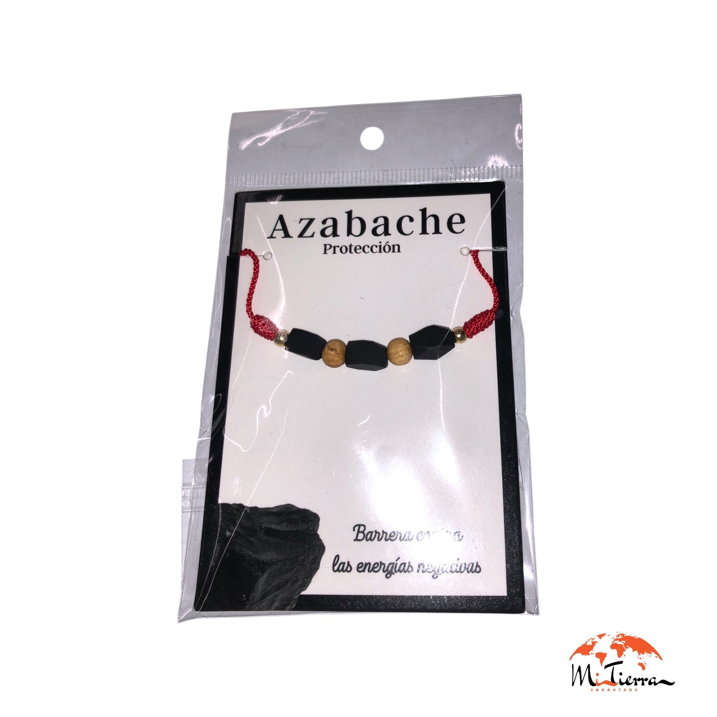 Pulsera roja con 3 azabaches y dos palosanto