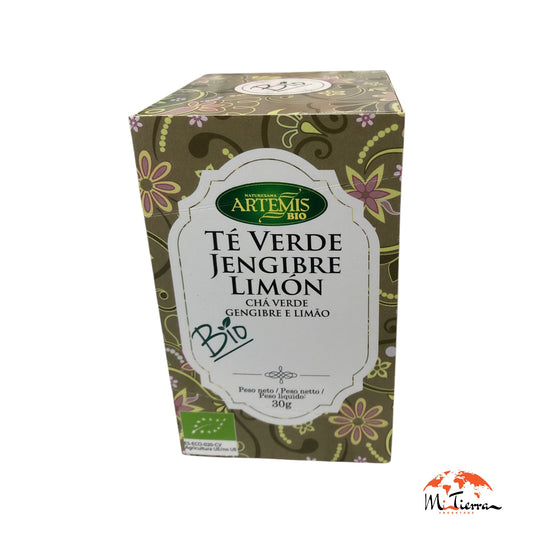 Te verde jengibre con limón bio 20 bolsitas ARTEMIS