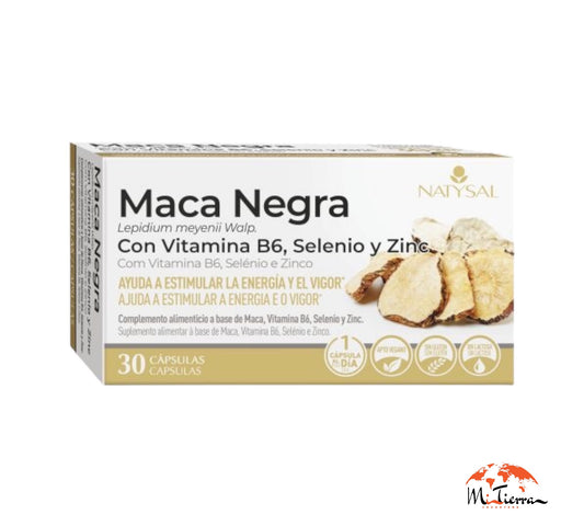 Maca negra  con vitamina B6, selenio y zinc 30 cápsulas  Natysal